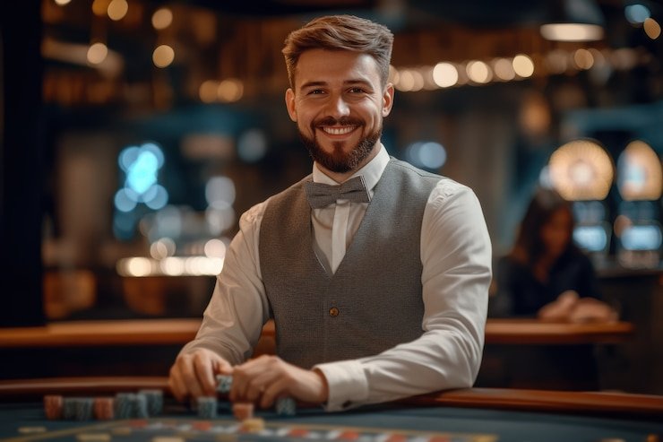 Pengguna mengakses permainan live casino melalui smartphone dengan tampilan responsif